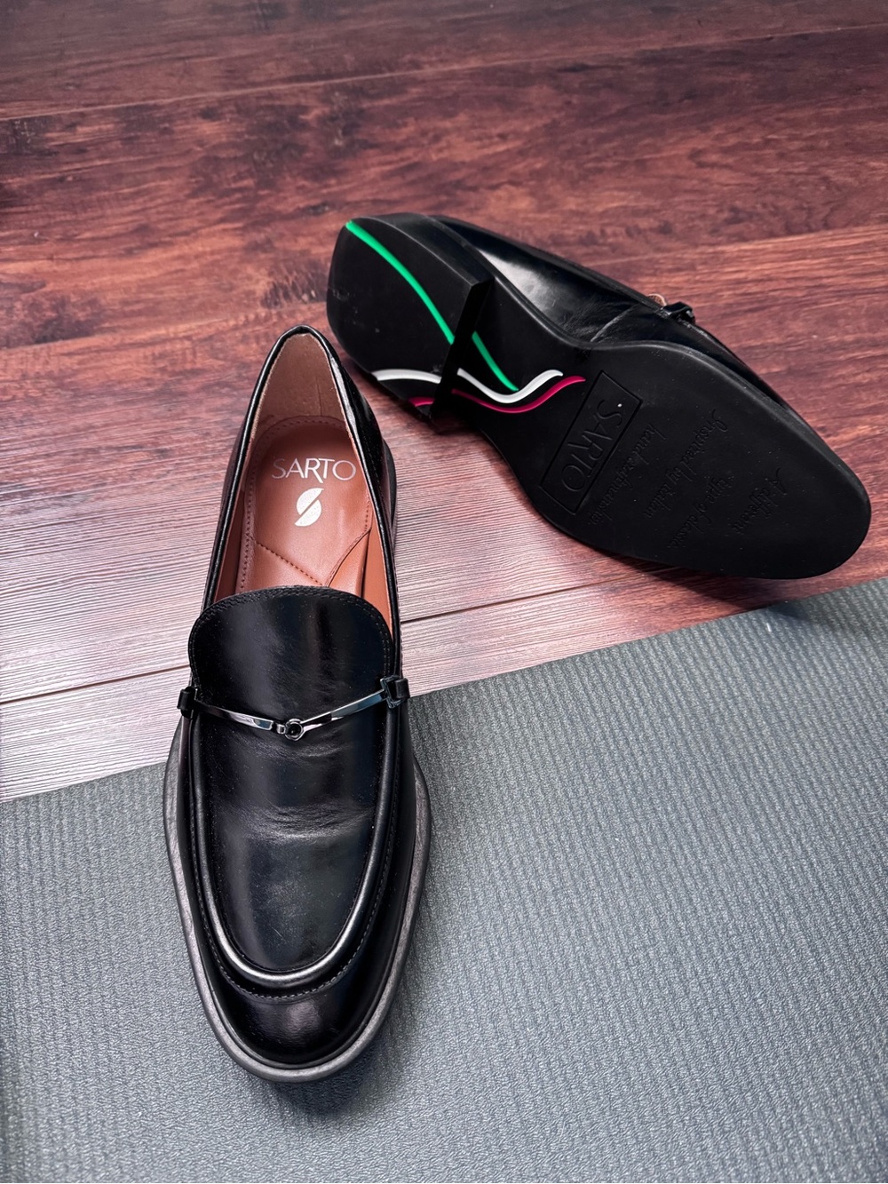 Sarto Black Leather Women’s Slip-On Loafers